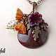 Pendant Jasper with flowers. Pendants. Grafoli jewellery. Online shopping on My Livemaster.  Фото №2