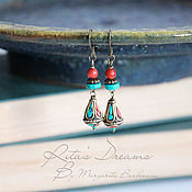 Украшения handmade. Livemaster - original item Earrings The way to Tibet earrings with coral and turquoise coral earrings. Handmade.