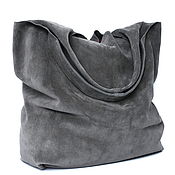 Сумки и аксессуары handmade. Livemaster - original item Tote Bag Suede Bag Gray Medium Bag String Bag Shopper T-shirt. Handmade.