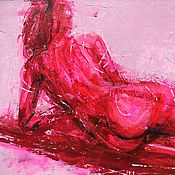 Картины и панно handmade. Livemaster - original item Erotic paintings 40 by 30 cm red painting naked silhouette. Handmade.
