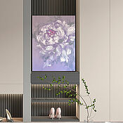 Картины и панно handmade. Livemaster - original item Lilac peony on a gray background. Delicate peony in a modern interior oil. Handmade.