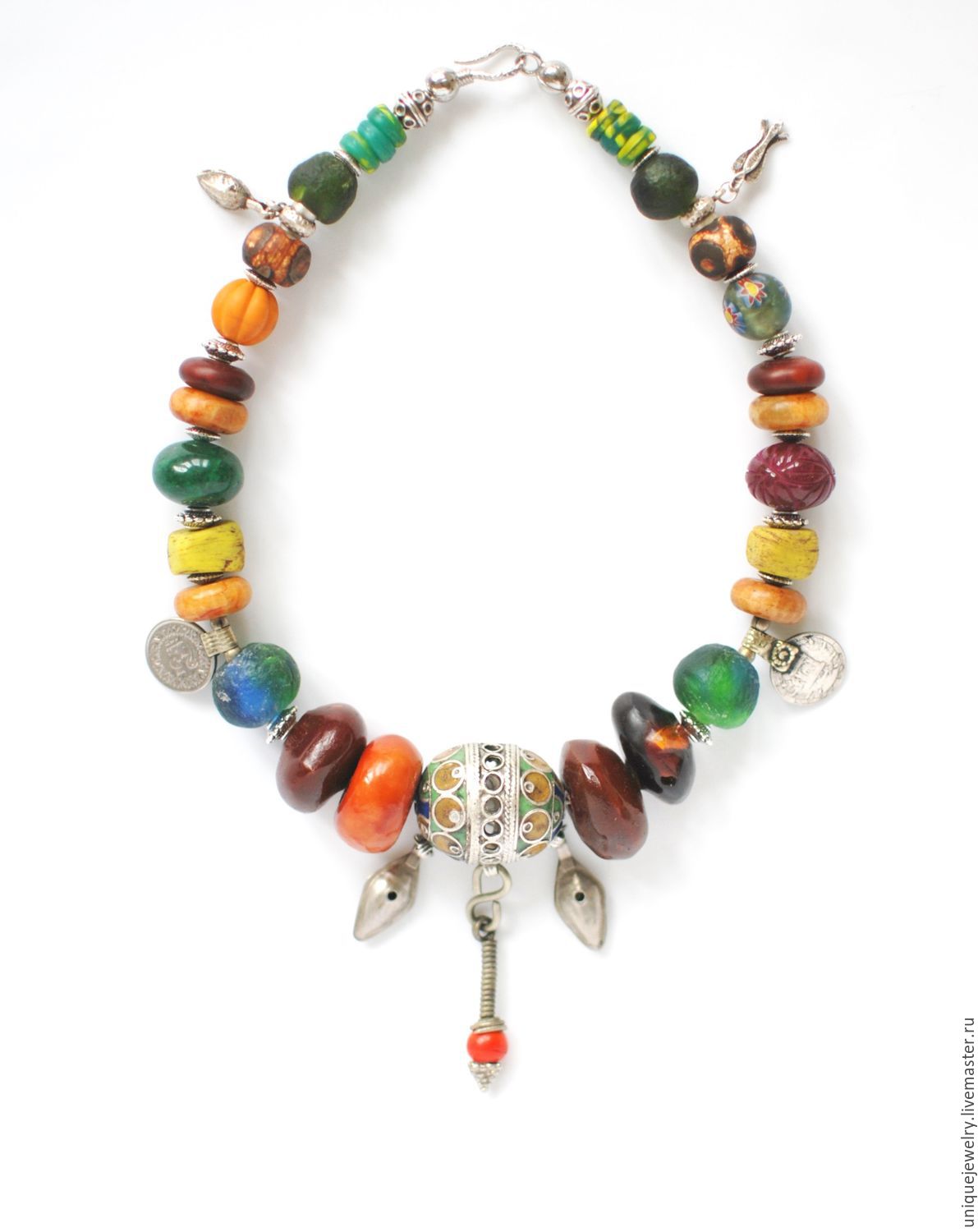 Ethnic necklace different countries, large beads, Africa – shop online ...