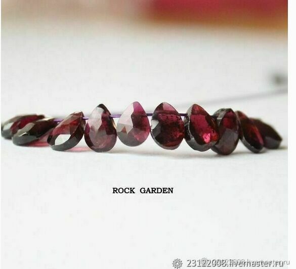 Rhodolite garnet, drop, cut - (No№103), Beads1, St. Petersburg,  Фото №1