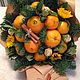 Букет "Новогодний" апельсины, мандарины, конфеты, пихта, Новогодние композиции, Москва,  Фото №1