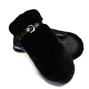 Аксессуары handmade. Livemaster - original item Mink mittens (black). Handmade.