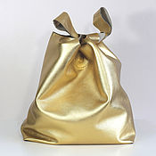 Сумки и аксессуары handmade. Livemaster - original item Gold Bag Leather Bag Gold Bag String Bag Shopper T-shirt Bag. Handmade.