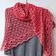 Вязаная шаль "Мерцание" кораллового цвета. Шали. СаннИ (sanni-knitting). Ярмарка Мастеров.  Фото №6
