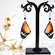 Transparent Earrings Butterfly Wings Orange and Black, Earrings, Taganrog,  Фото №1