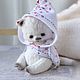 Белый котёнок тедди милый котик teddy cat кот игрушка. Тедди Зверята. LuckyBearsShop. Интернет-магазин Ярмарка Мастеров.  Фото №2
