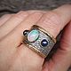 Кольцо с опалом и сапфирами, серебро 925. Кольца. JewelryStudioGem. Ярмарка Мастеров.  Фото №5