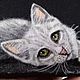 Косметичка ручной работы с рисунком из овечьей шерсти. Кот. Косметички. Инна Давыдова Игра в войлок. Интернет-магазин Ярмарка Мастеров.  Фото №2