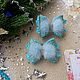 Бантики из эко-кожи с меховым декором, цвет голубой, Заколки и резинки для волос, Самара,  Фото №1