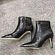 Ankle boots, women's crocodile leather, black, High Boots, St. Petersburg,  Фото №1