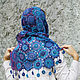 Ажурная летняя шаль - платок Синяя паутинка. Шали. Подарки на 8 Марта от 'Azhurles'. Ярмарка Мастеров.  Фото №6