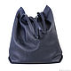 Order Blue soft Tote bag shopper Bag medium leather. BagsByKaterinaKlestova (kklestova). Livemaster. . Tote Bag Фото №3
