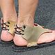 Sandals gold low genuine leather through the finger. Sandals. Katorina Rukodelnica HandMadeButik. My Livemaster. Фото №4