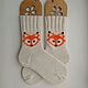 RussianSocks Носки с лисичкой белые вязаные с лисами шерстяные носочки, Носки, Москва,  Фото №1