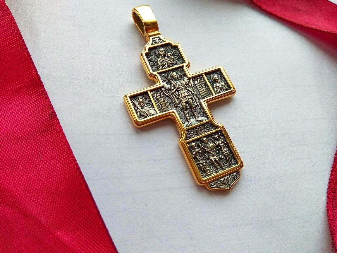 Крестики серебряные с золотом