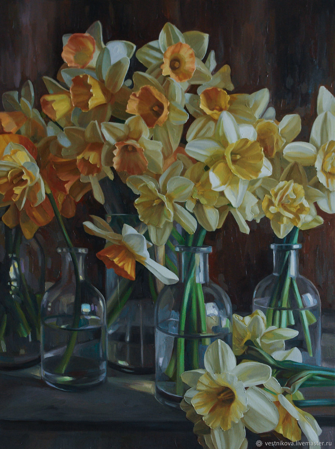 Painting 'Still life with daffodils' oil on canvas 60h80 cm, Pictures, Moscow,  Фото №1