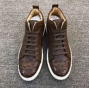Обувь ручной работы handmade. Livemaster - original item Sneakers made of ostrich leather, unisex model, brown color.. Handmade.
