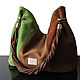 Bag: Suede Patchwork bag, green and brown, Sacks, Bordeaux,  Фото №1