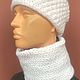 Order Any set of white FROSTY GLITTER No. 3 yoke with bandage. homemade_knitwear. Livemaster. . Headwear Sets Фото №3