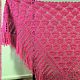 Bright Pink Shawl 210*100 Crocheted Triangular with Tassels #006, Shawls, Nalchik,  Фото №1