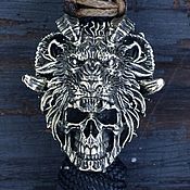 Материалы для творчества handmade. Livemaster - original item A Shaman - A Skull and Lion Temlyachnaya bead, for a paracord. Handmade.