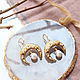 Moonlight Earrings with Natural pearls and beads, moon earrings, Earrings, Nizhny Novgorod,  Фото №1
