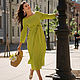 Linen dress 'Beauty of simple lines' (lime), Dresses, St. Petersburg,  Фото №1