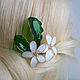 Hairpin white pansies. Hairpin. PandaStudio (glossyfleur). Online shopping on My Livemaster.  Фото №2
