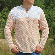 Мужская одежда handmade. Livemaster - original item Men`s Summer Jumper / Knitted Cotton Pullover. Handmade.