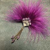Украшения handmade. Livemaster - original item Brooch Favorite Fan Purple Brooch Handmade Decoration with Feathers. Handmade.