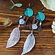 Multi-row BOHO copper earrings, long 'Delicate leaves'. Thread earring. Ekaterina Rud ( stylish stones ). Online shopping on My Livemaster.  Фото №2