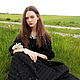 Women's long linen dress with sleeves black. Dresses. ZanKa. My Livemaster. Фото №5