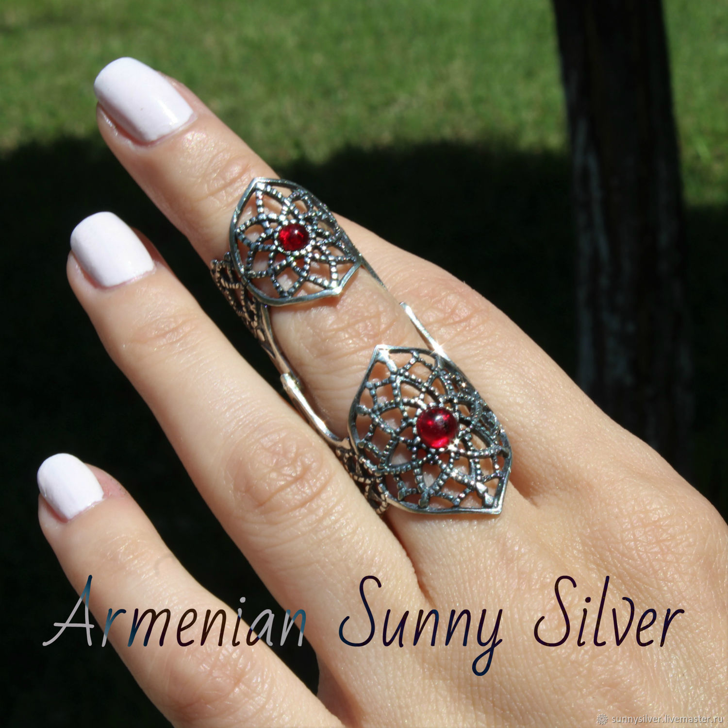 Двойное кольцо Армянский орнамент из серебра 925 пробы SS0057 купить в интернет-магазине Ярмарка Мастеров по цене 3919.15 ₽ – M6ZUMRU