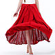 bright red boho skirt made of 100% linen, Skirts, Tomsk,  Фото №1