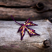 Украшения handmade. Livemaster - original item Brooch Leaf autumn purple autumn jewelry embroidery. Handmade.