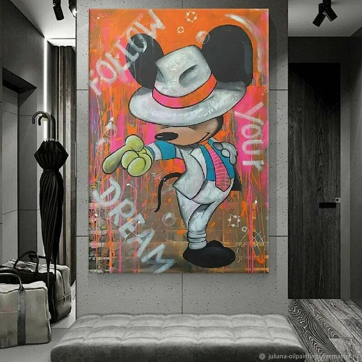 Картина граффити маслом на холсте Мышонок Поп Арт Абстракция Гарантия ...