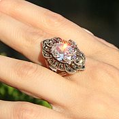 Украшения handmade. Livemaster - original item Marquise ring with cubic zirconia and marcasite in 925 sterling silver. Handmade.