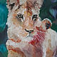 Lioness mom and baby, oil painting on canvas,40h60cm. Pictures. myfoxyart (MyFoxyArt). My Livemaster. Фото №4