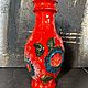 Винтаж: Ваза «Red with flowers» Германия .80-е годы . Керамика.Ручная работа . Вазы винтажные. RETRO GALLERY NATALIGOR. Интернет-магазин Ярмарка Мастеров.  Фото №2