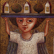 Картины: «Ангел - хранитель дома», живопись на дереве