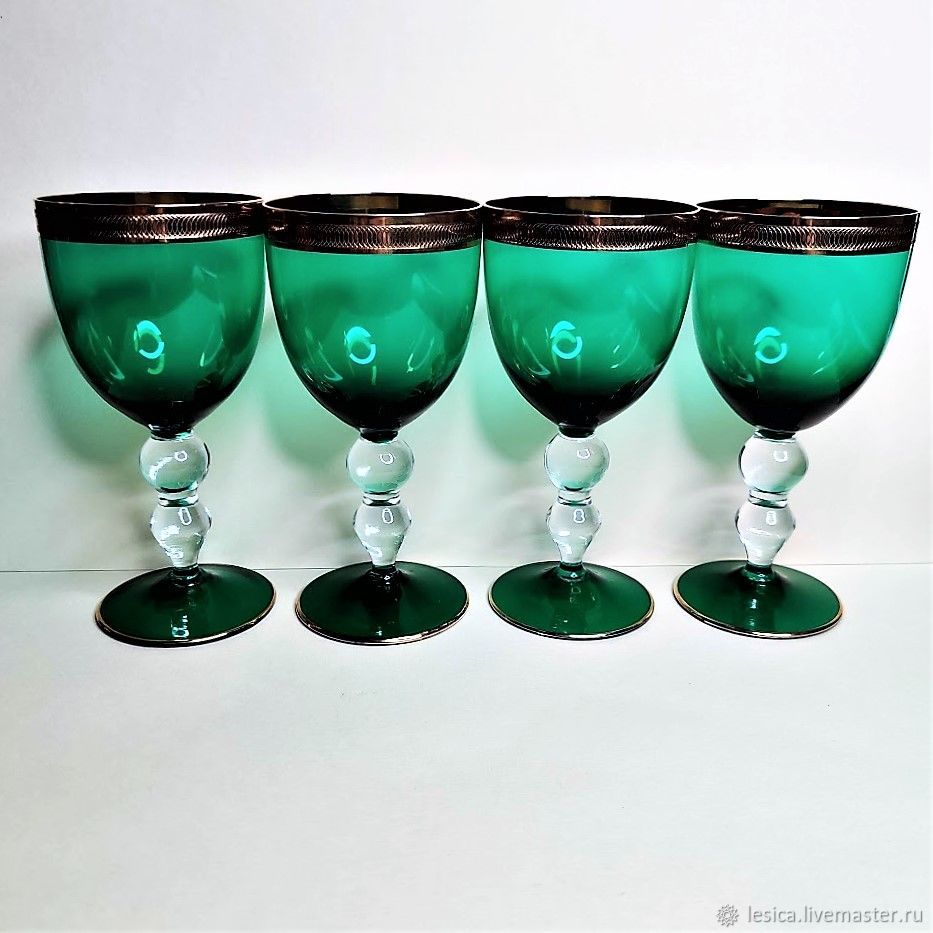 Wine glasses, water green glass, Vintage glasses, Ramenskoye,  Фото №1