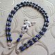 necklace-transformer 'midnight flower' (lapis lazuli, zircon), Necklace, Moscow,  Фото №1
