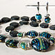'Laguna': necklace and earrings lampwork lava silver-containing, Jewelry Sets, St. Petersburg,  Фото №1