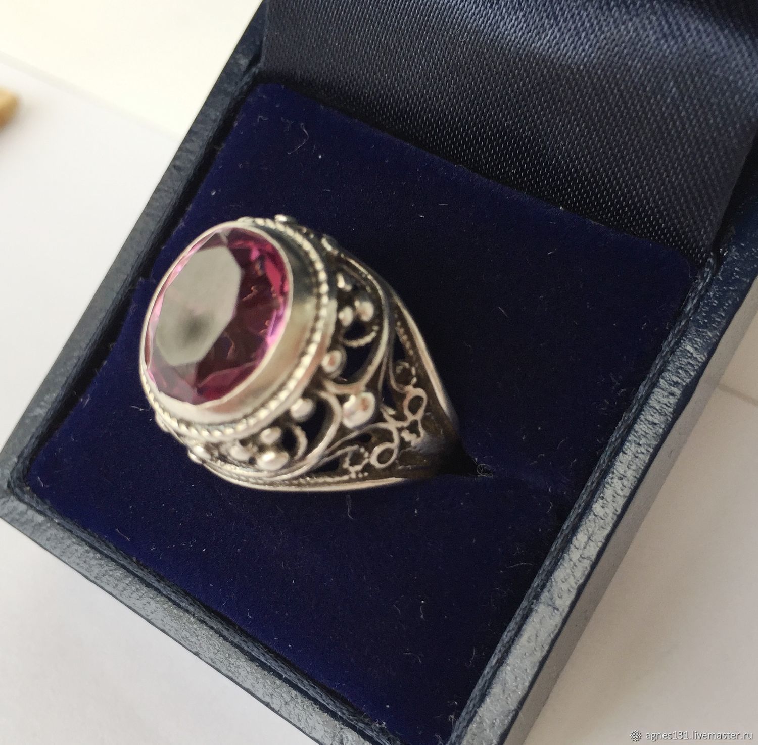 Старые серебро кольцо 875 пробы с корундом