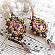 Purple beaded earrings with Swarovski crystals  . Earrings. bead decoration. Online shopping on My Livemaster.  Фото №2