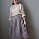 Women's long linen skirt with lace gray, Skirts, Baranovichi,  Фото №1