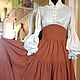 Linen skirt with belt-corset (brick color). Skirts. pugovkino delo (Pugovkino-delo). My Livemaster. Фото №6